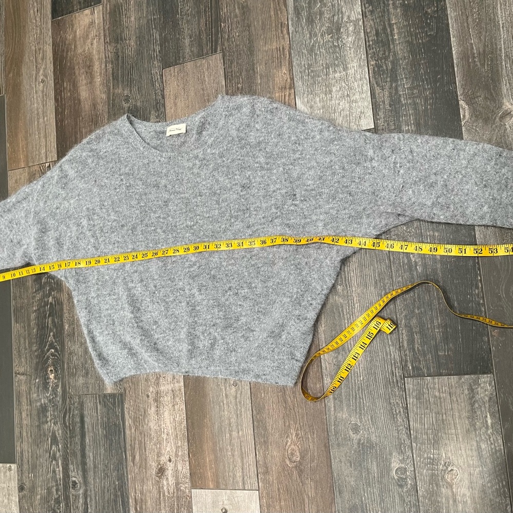 American Vintage Women Jumper Sweater XS/S Grey Angora & Polyamide Rolled Cuff - Picture 9 of 10